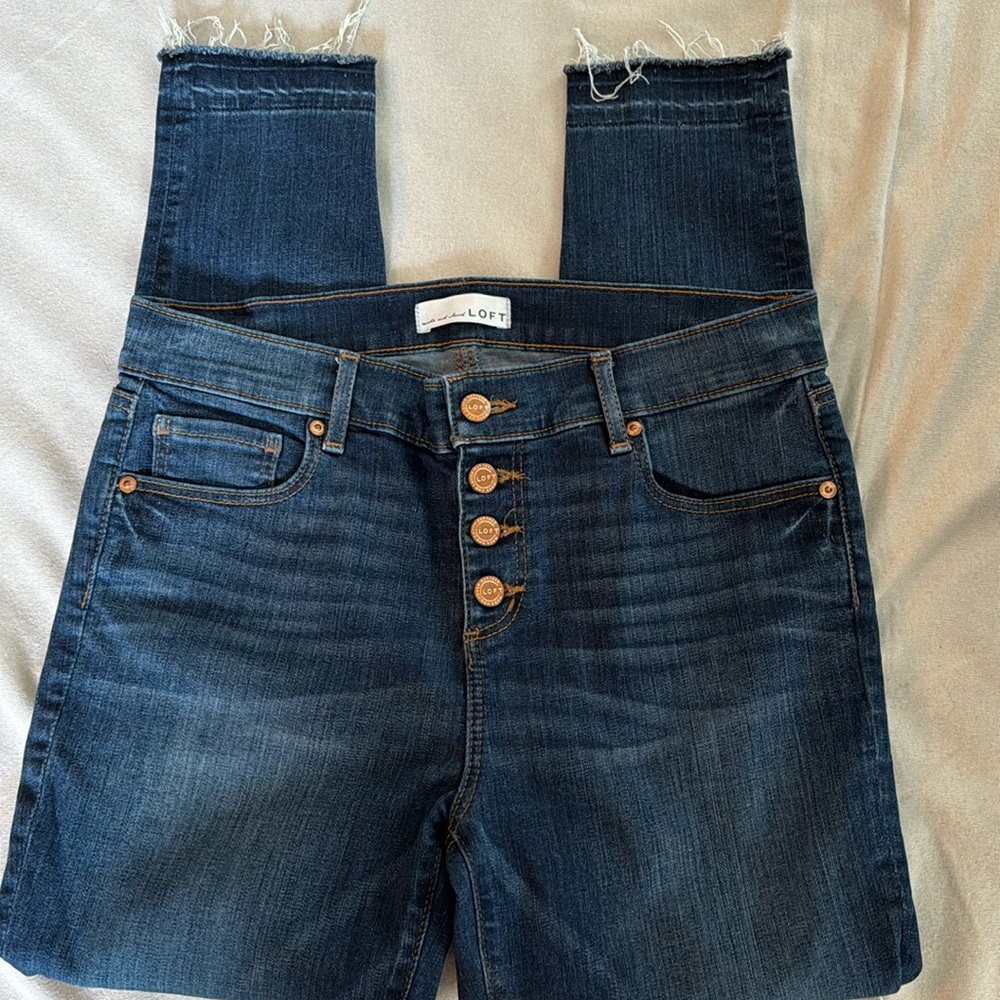 LOFT Button Front Cropped Jeans Size 10/30